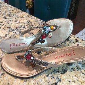 Jeweled, gold, kitten heel